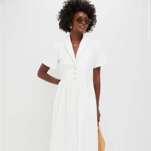 Tuckernuck White Seersucker Shawl Collar Adelaide Dress NWT